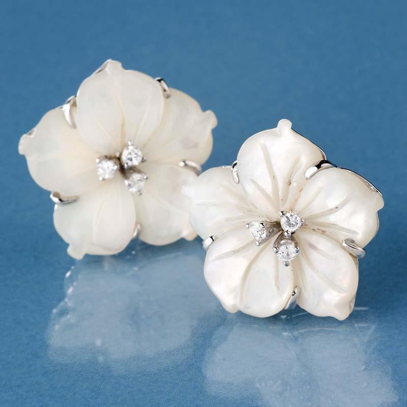 Mother of Pearl Hibiscus Earrings